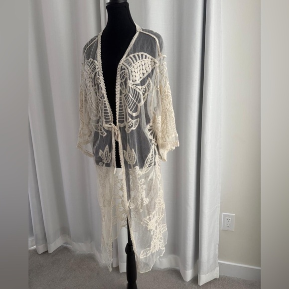 Other - Sheer Ivory Lace Knit Cover-Up